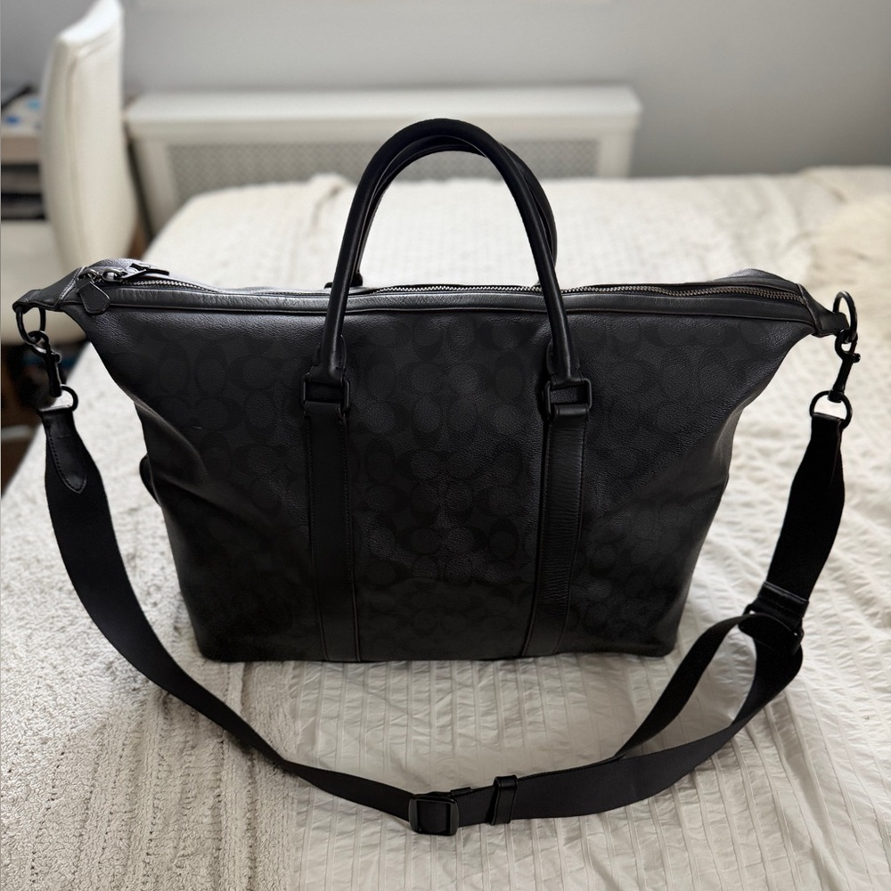 Black Leather Coach Duffle Bag